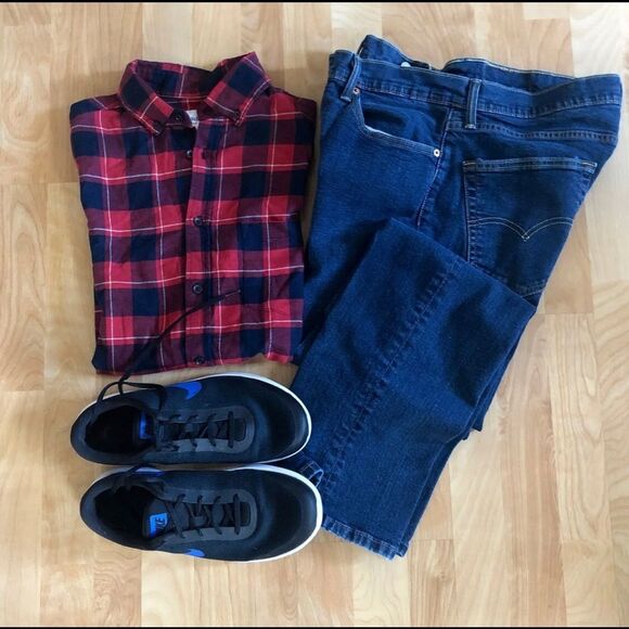 New Without Tags Goodfellow and Co. Men’s Red & Black Plaid Shirt Size XL - Picture 3 of 4